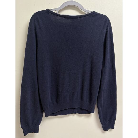 Boden Women’s Size UK 10 (US 6) Navy Blue Rosette Trim Cardigan Cashmere Angora - Picture 2 of 8